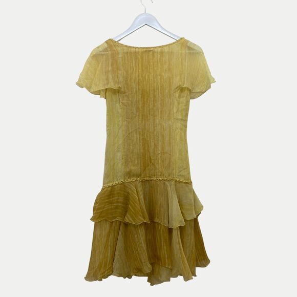 Max Studio Golden Yellow Silk Ruffle Dress | Special Edition | Size S - Picture 4 of 16